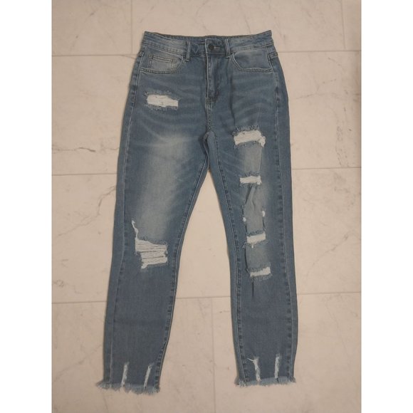 Unbranded Denim - Distressed Raw Hem Skinny Ankle Blue Jeans - Unbranded Women's  Sz 8
